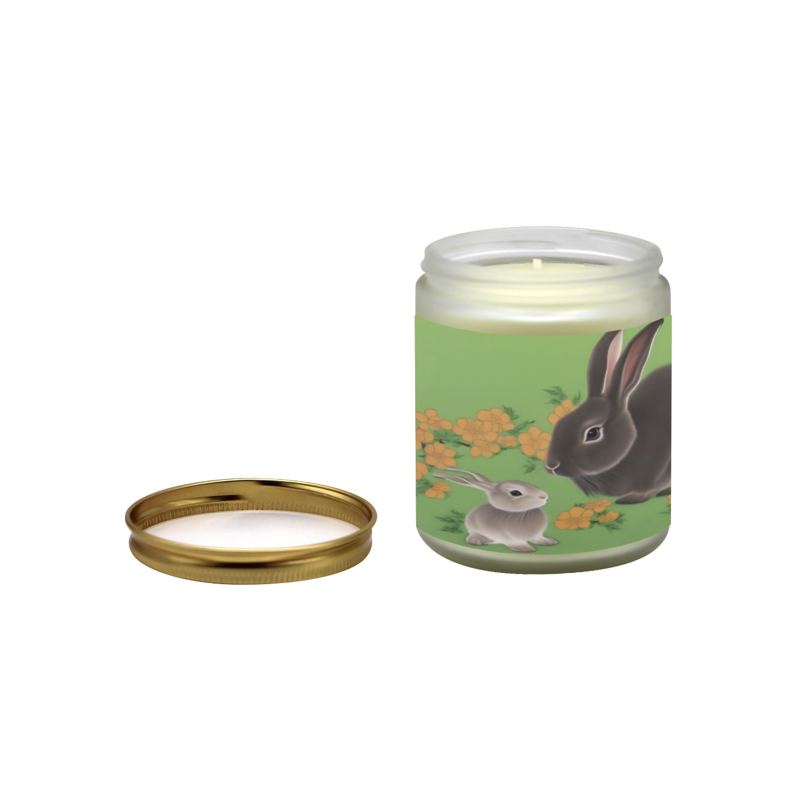 Rabbit and Kit Frosted Glass Candle Cup - Large Size (Lavender&Lemon)