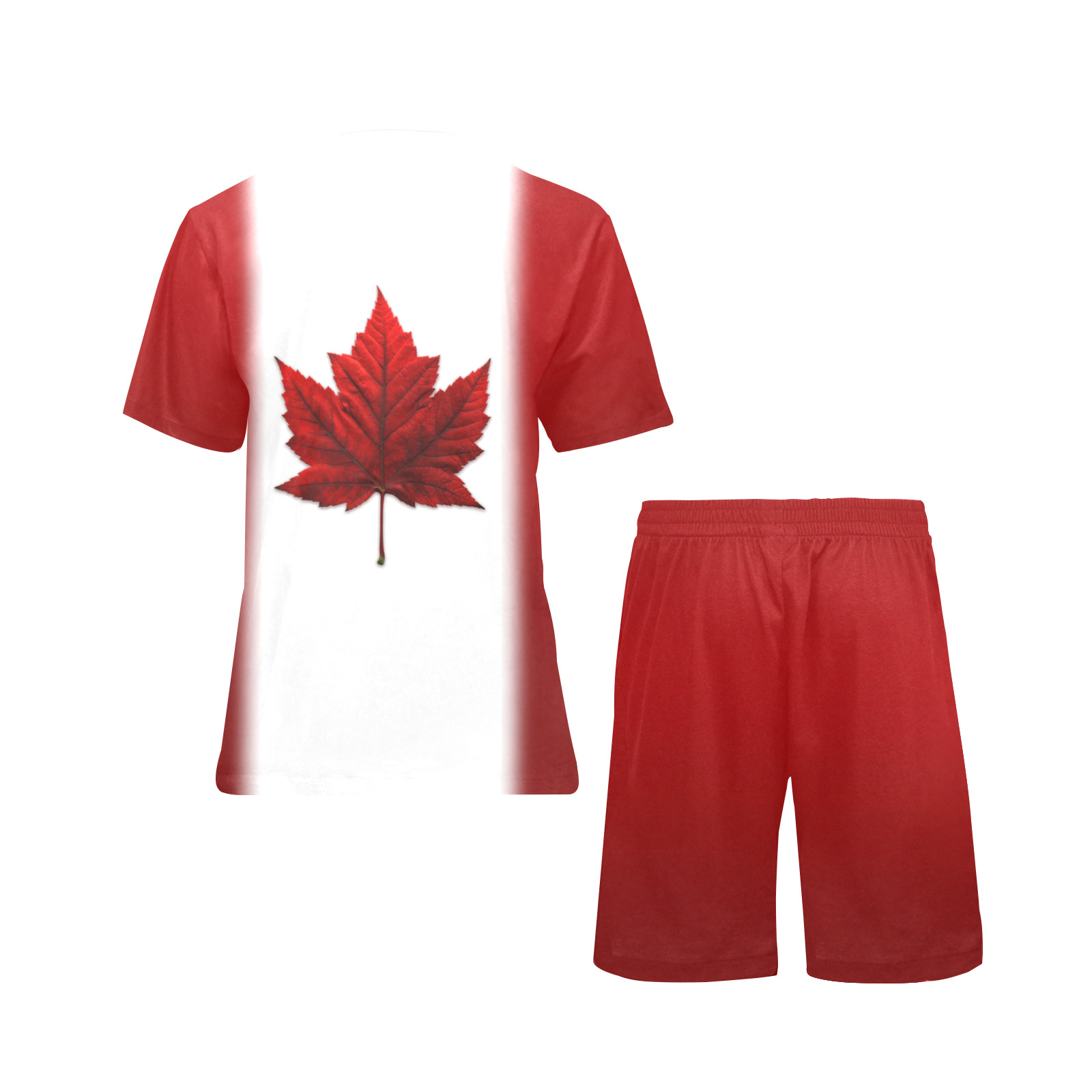 Canada Flag Men's Pajama Sets Men's V-Neck Short Pajama Set