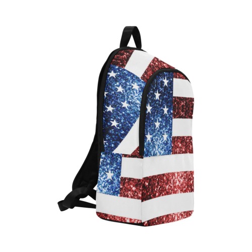 Sparkly USA flag America Red White Blue faux Sparkles patriotic bling 4th of July Fabric Backpack for Adult (Model 1659)