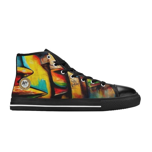 colourful graffiti street Men’s Classic High Top Canvas Shoes (Model 017)