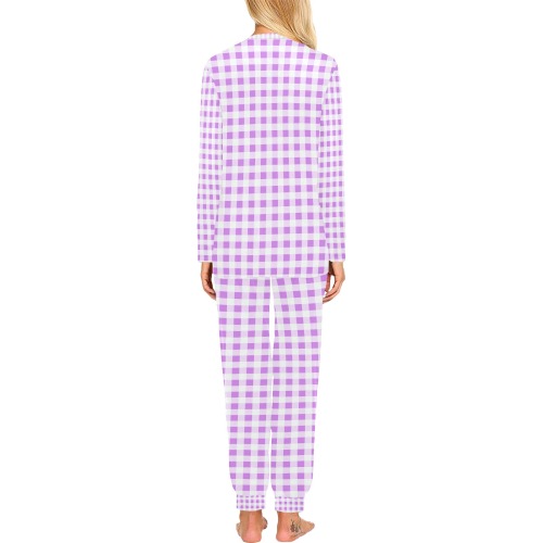 Lavender Gingham Women's All Over Print Pajama Set