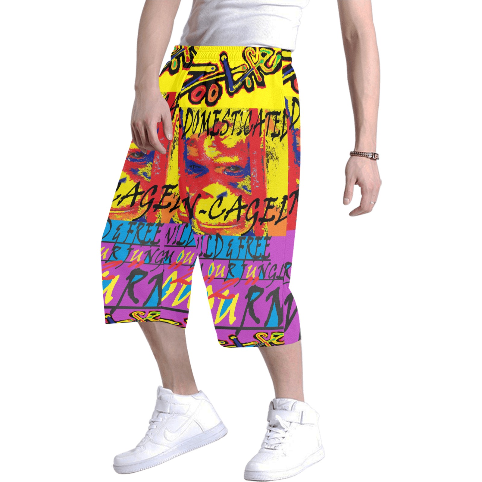 ZL.LOGO.YELL.PURP Men's All Over Print Baggy Shorts (Model L37)