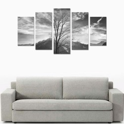 Black & White Wintery Mix On Mountain Tops Photograph Canvas Print Sets A (No Frame)