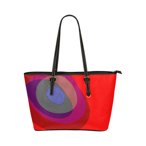 Red Abstract 714 Leather Tote Bag/Small (Model 1651)