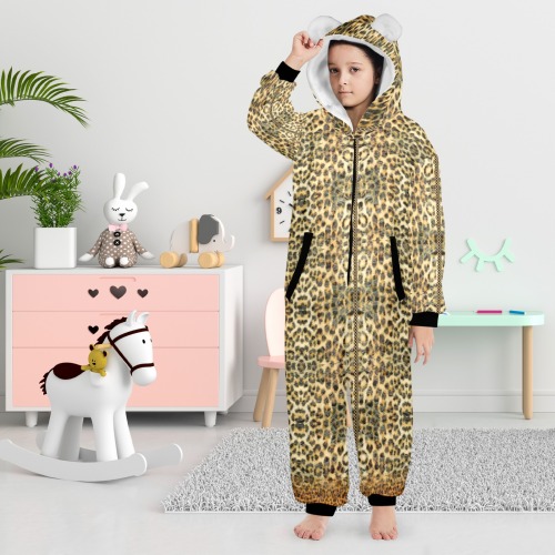 puma no feathers One-Piece Zip Up Hooded Pajamas for Big Kids