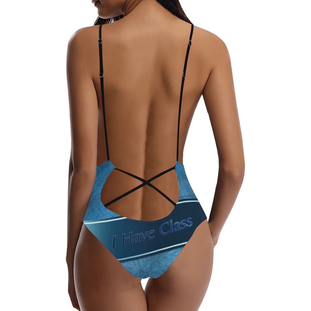 I Have Class Sexy Lacing Backless One-Piece Swimsuit (Model S10)