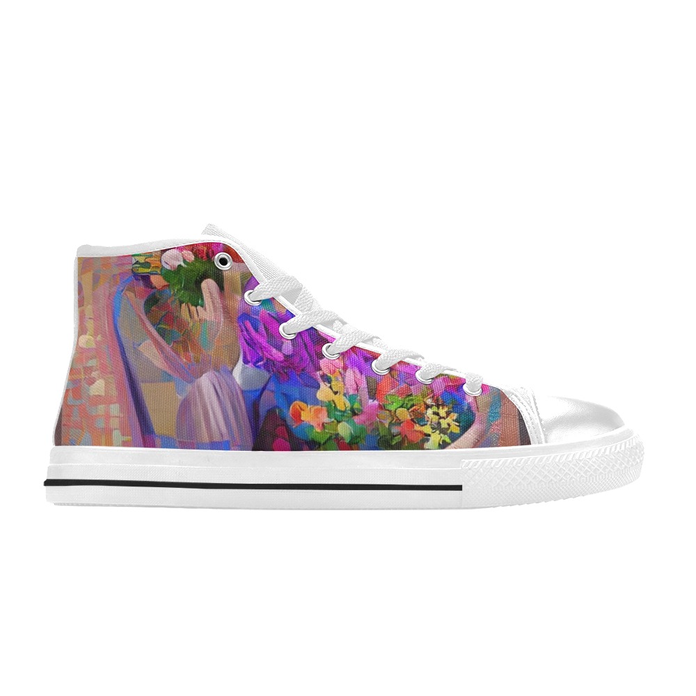 flowers 1 Women's Classic High Top Canvas Shoes (Model 017)