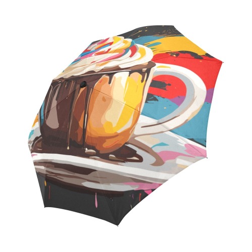 Hot chocolate and colorful cream in a cup art Auto-Foldable Umbrella (Model U04)