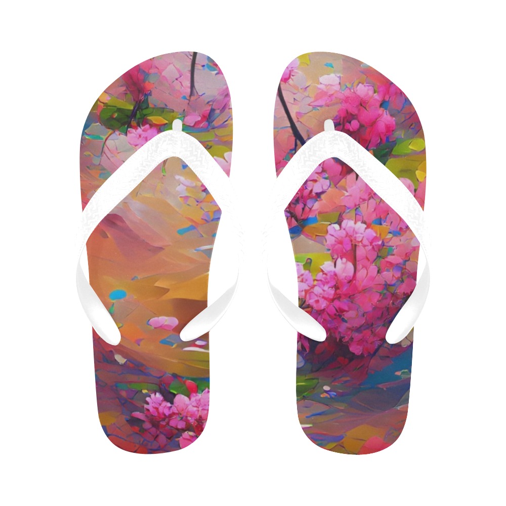 Spring_Blossom_TradingCard Flip Flops for Men/Women (Model 040)