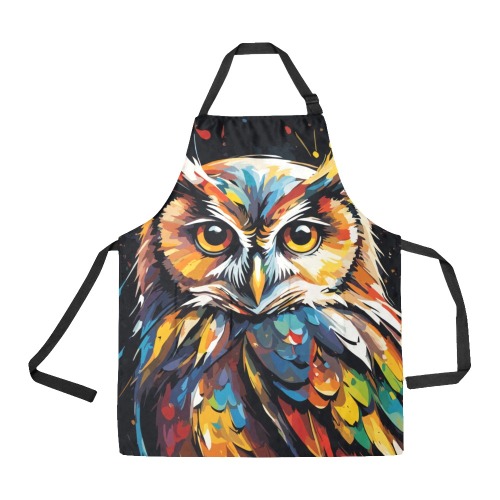 Awesome owl bird. Classy colorful fantasy art All Over Print Apron