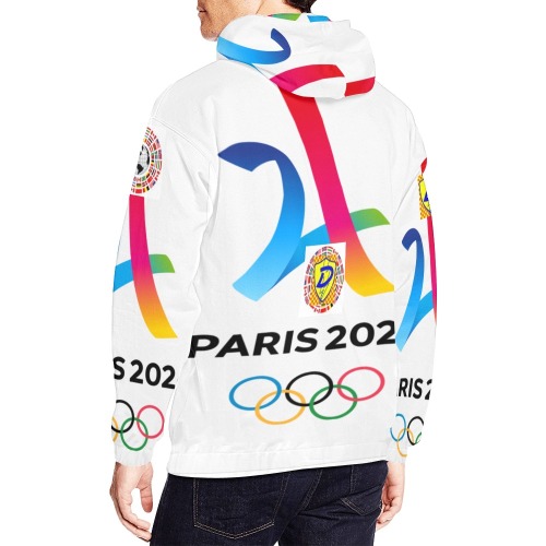 DIONIO Clothing - White Paris Olympics 2024 Hoodie All Over Print Hoodie for Men (USA Size) (Model H13)