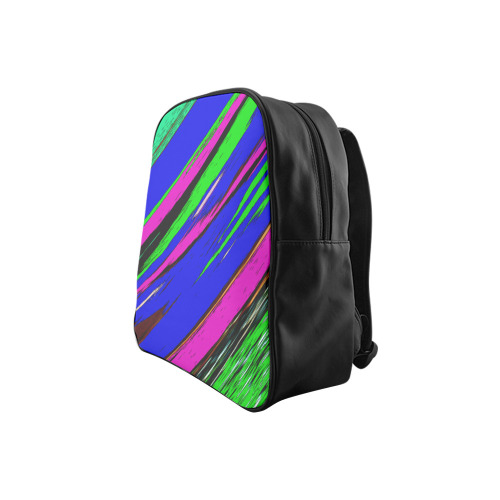 Diagonal Green Blue Purple And Black Abstract Art School Backpack (Model 1601)(Small)