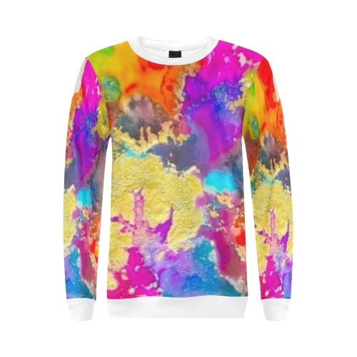 colors- white collar and cuff All Over Print Crewneck Sweatshirt for Women (Model H18)