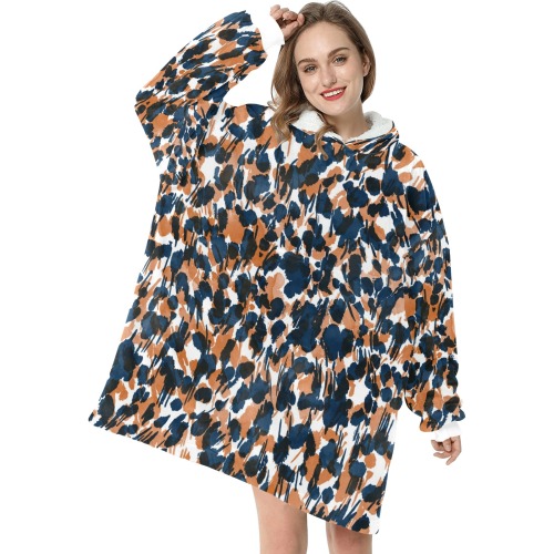 Dots brushstrokes animal print Blanket Hoodie for Women