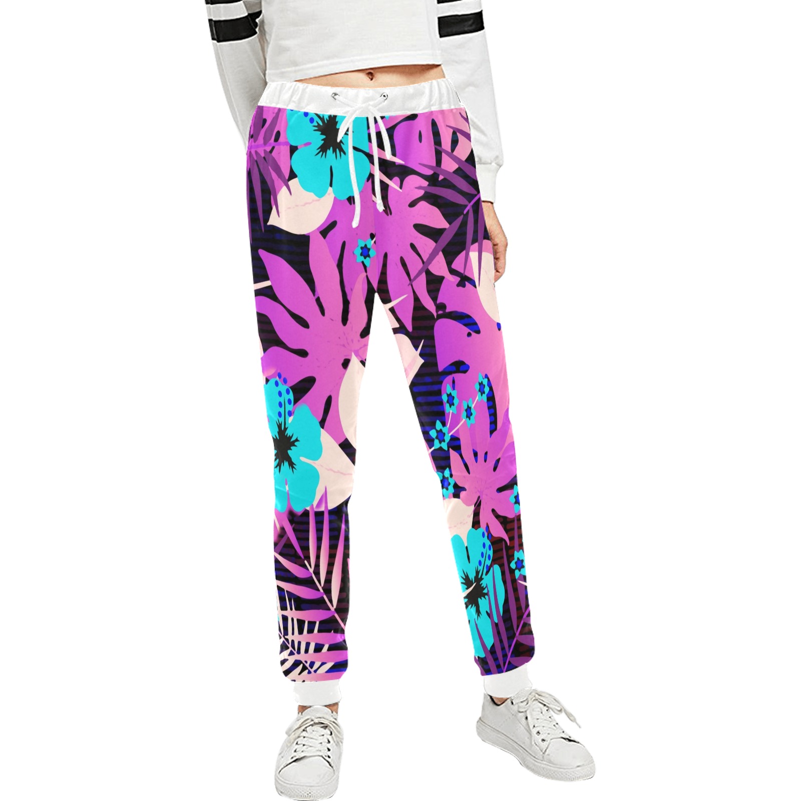 GROOVY FUNK THING FLORAL PURPLE Unisex All Over Print Sweatpants (Model L11)