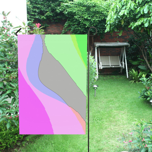 Abstract 703 - Retro Groovy Pink And Green Garden Flag 28''x40'' (Twin Sides)