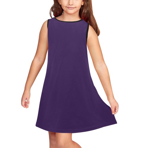 color Russian violet Girls' Sleeveless Dress (Model D58)