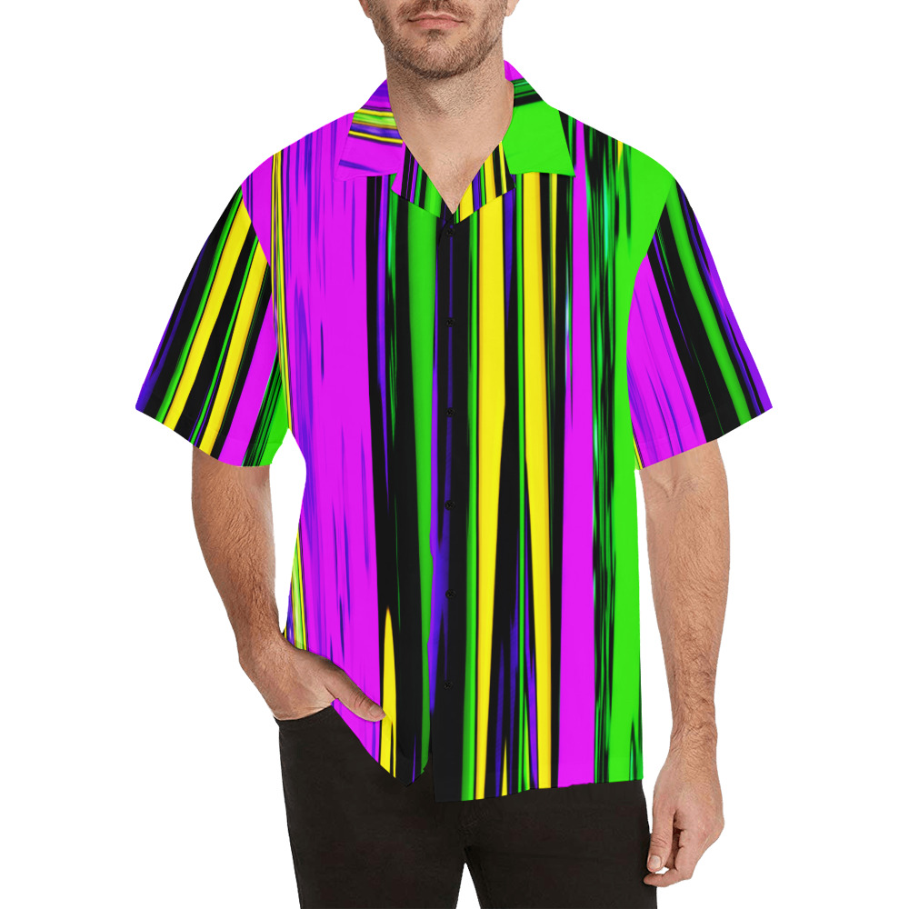 Mardi Gras Stripes Hawaiian Shirt (Model T58)