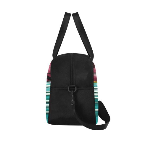 Abstract Red And Turquoise Horizontal Stripes Fitness Handbag (Model 1671)