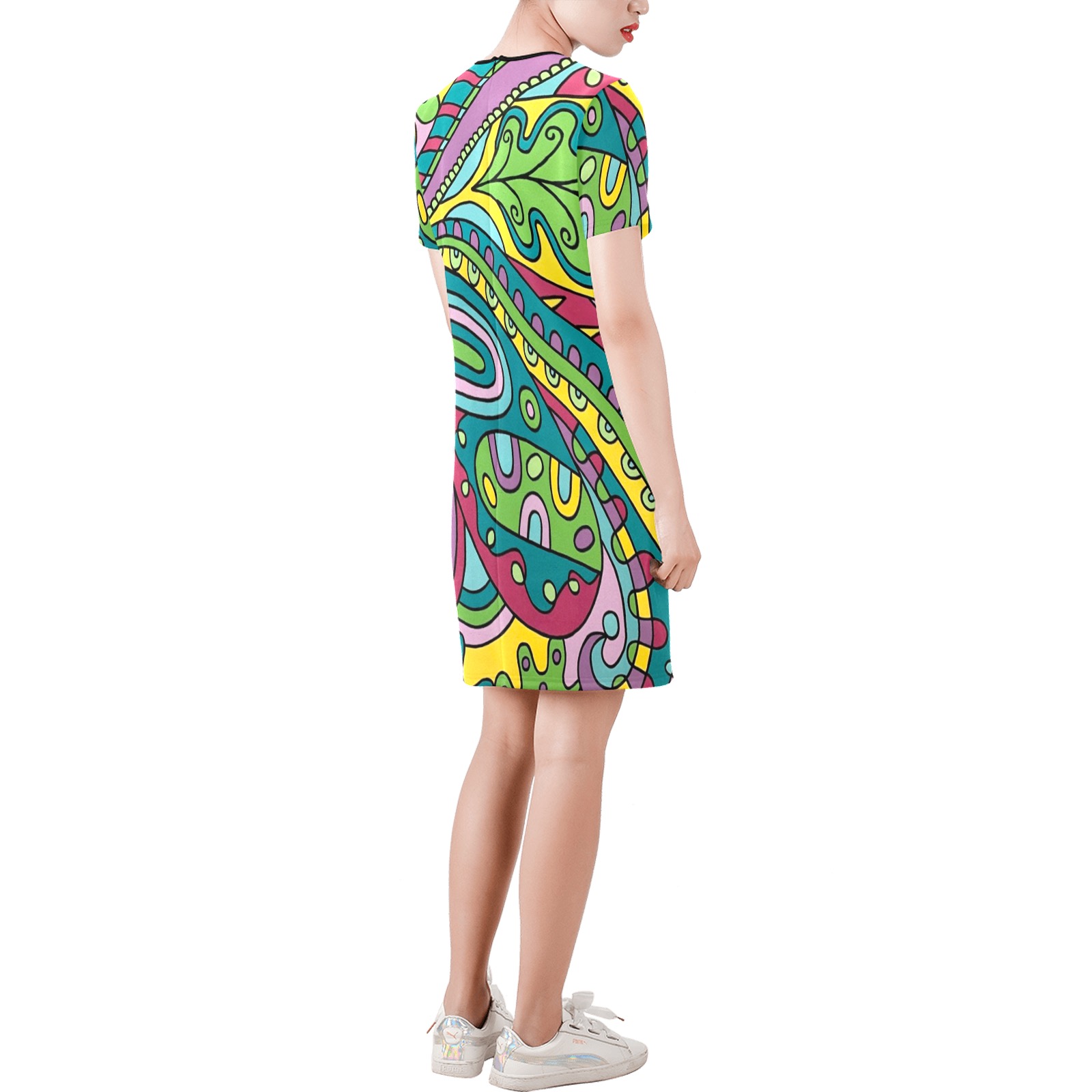Rosie Short-Sleeve Round Neck A-Line Dress (Model D47)
