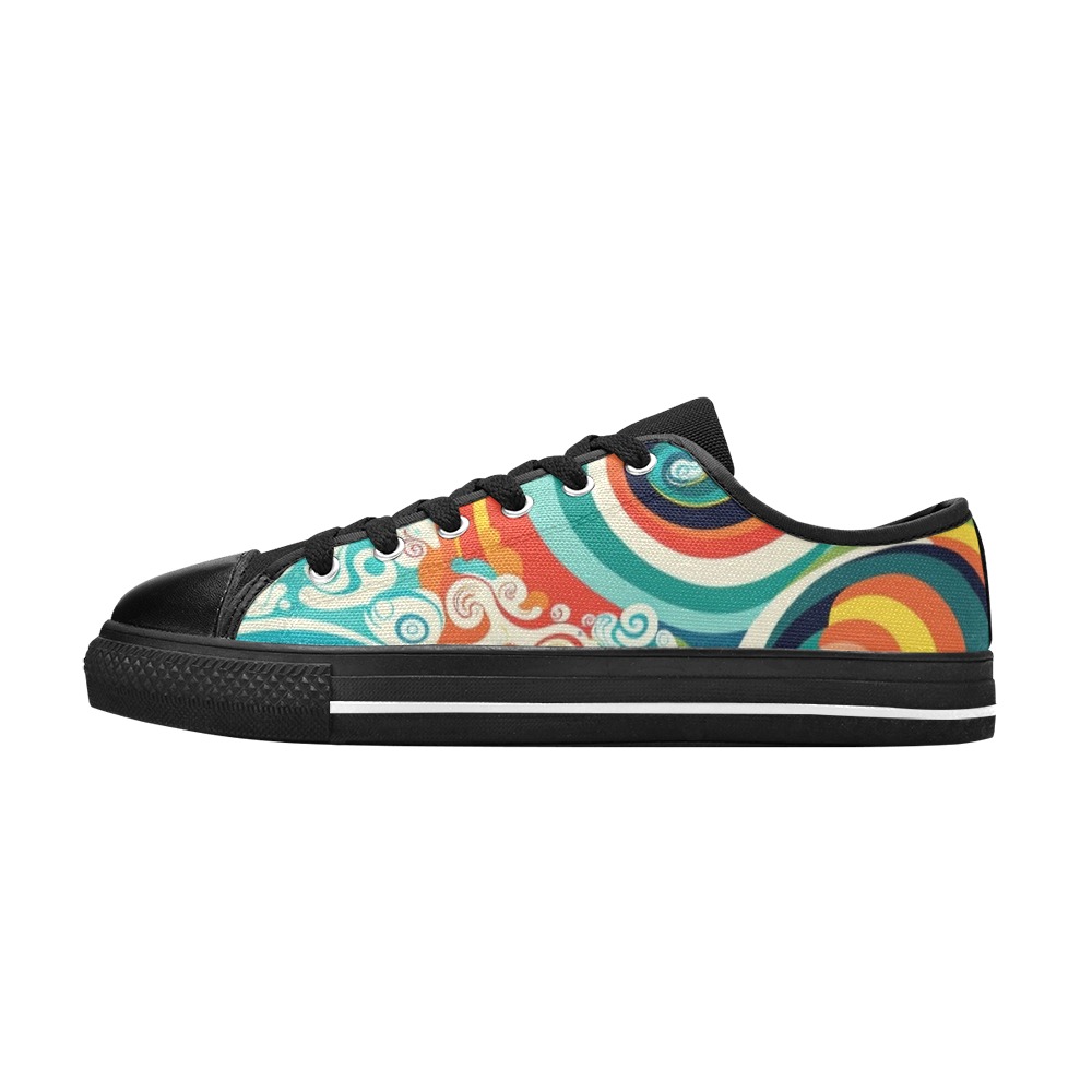Colorful Ocean Waves Women's Classic Canvas Shoes (Model 018)