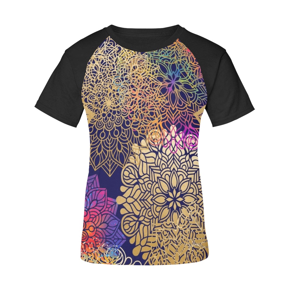 Floral Mandala Women's Raglan T-Shirt/Front Printing (Model T62)