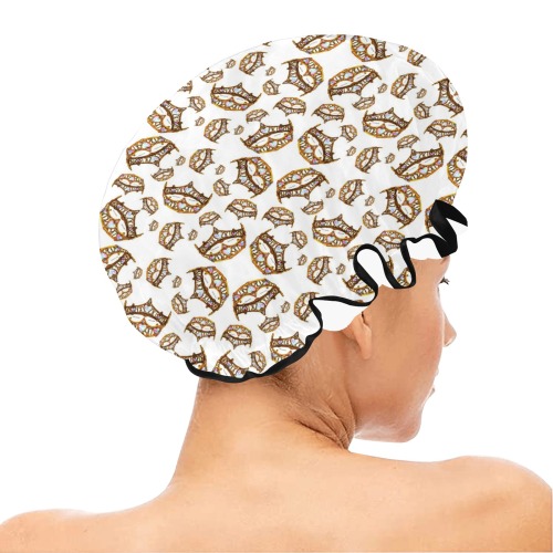 Queen of Hearts Bold Gold Crown Tiara Scattered Pattern Shower Cap Shower Cap