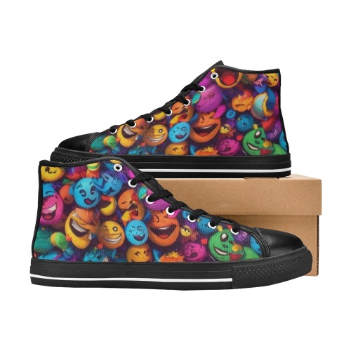 Emojis Men’s Classic High Top Canvas Shoes (Model 017)