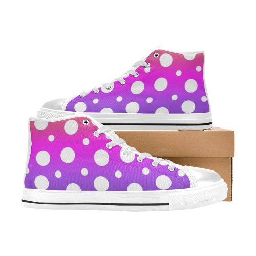 Big Dots High Top Canvas Shoes for Kid (Model 017)