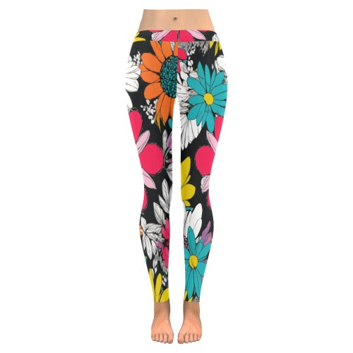 Argyle + daisy floral pattern, bright jewel tones, black & white cartoon drawing