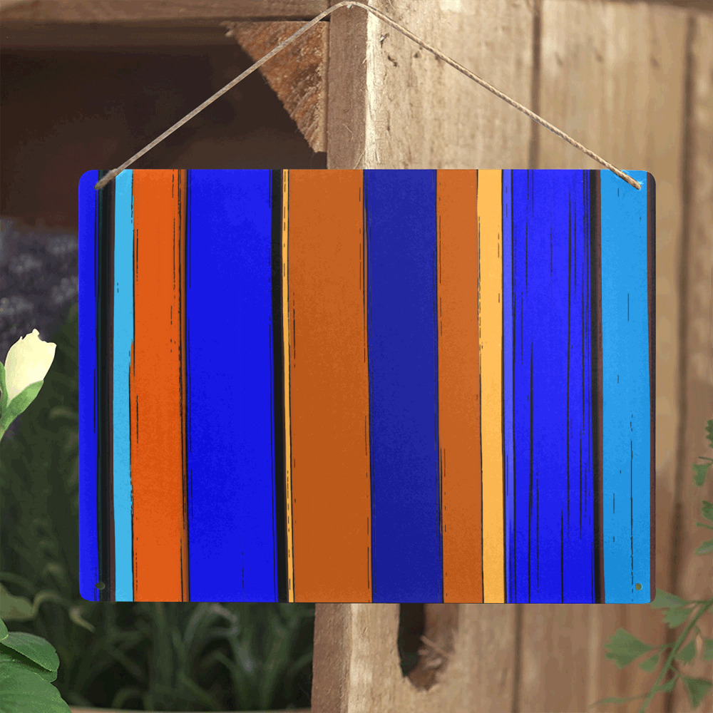 Abstract Blue And Orange 930 Metal Tin Sign 16"x12"