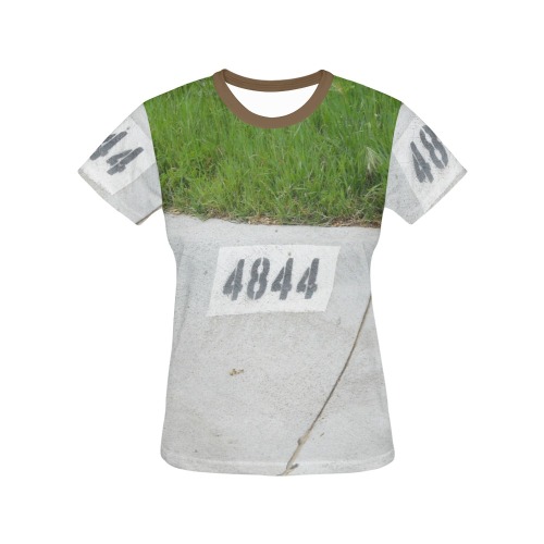 Street Number 4844 with brown collar All Over Print T-Shirt for Women (USA Size) (Model T40)