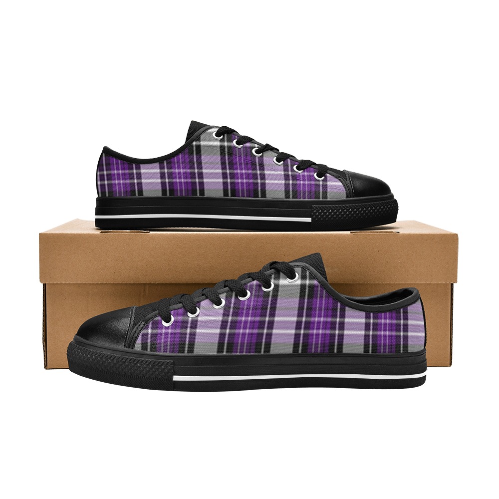 Purple Black Plaid Men's Classic Canvas Shoes (Model 018)