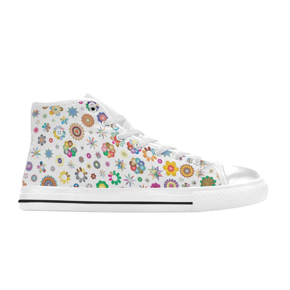 flowers Women's Classic High Top Canvas Shoes (Model 017)