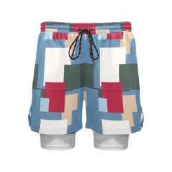Multicolor shorts Men's Sports Shorts with Compression Liner (Model L62)