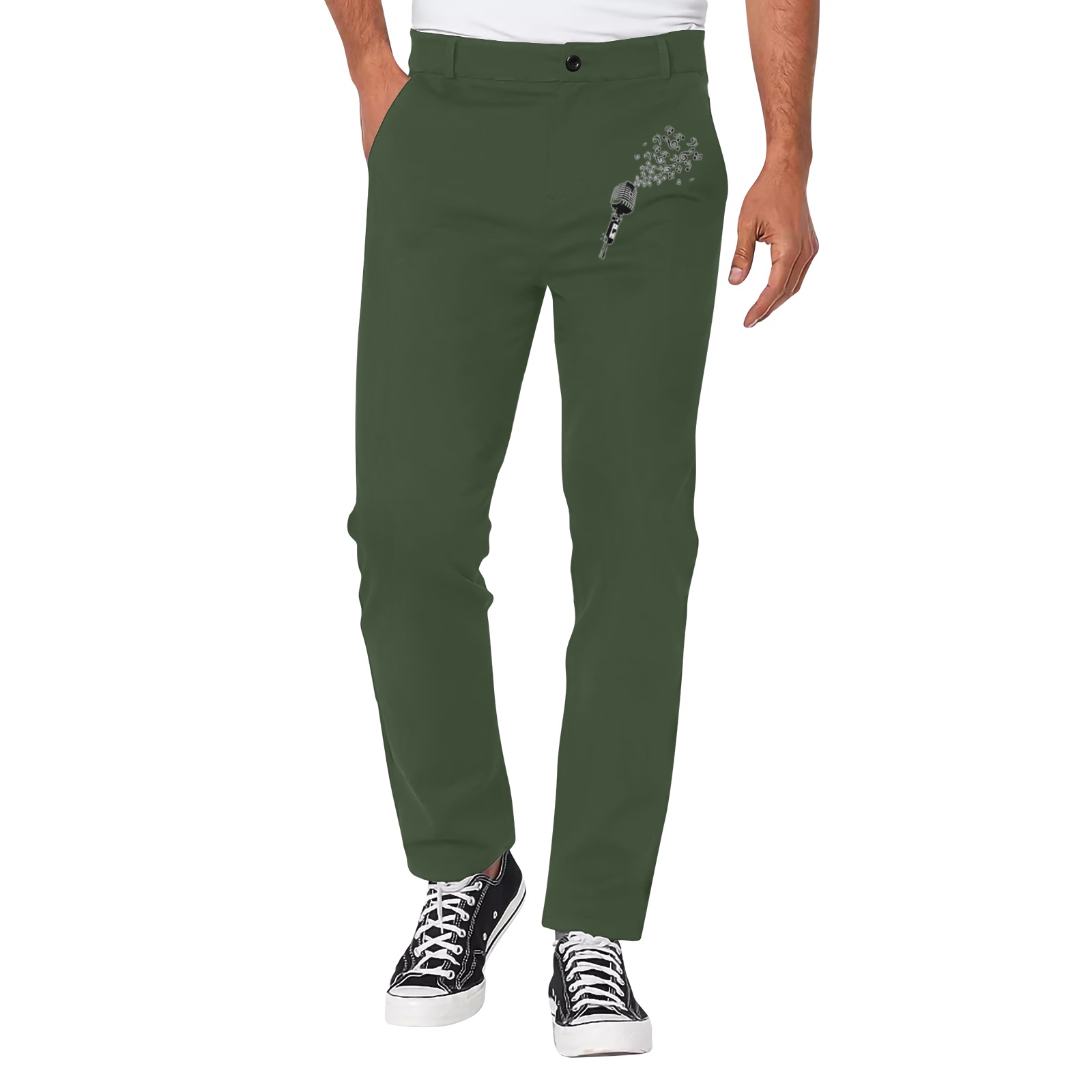 Green Men's All Over Print Casual Trousers (Model L68)