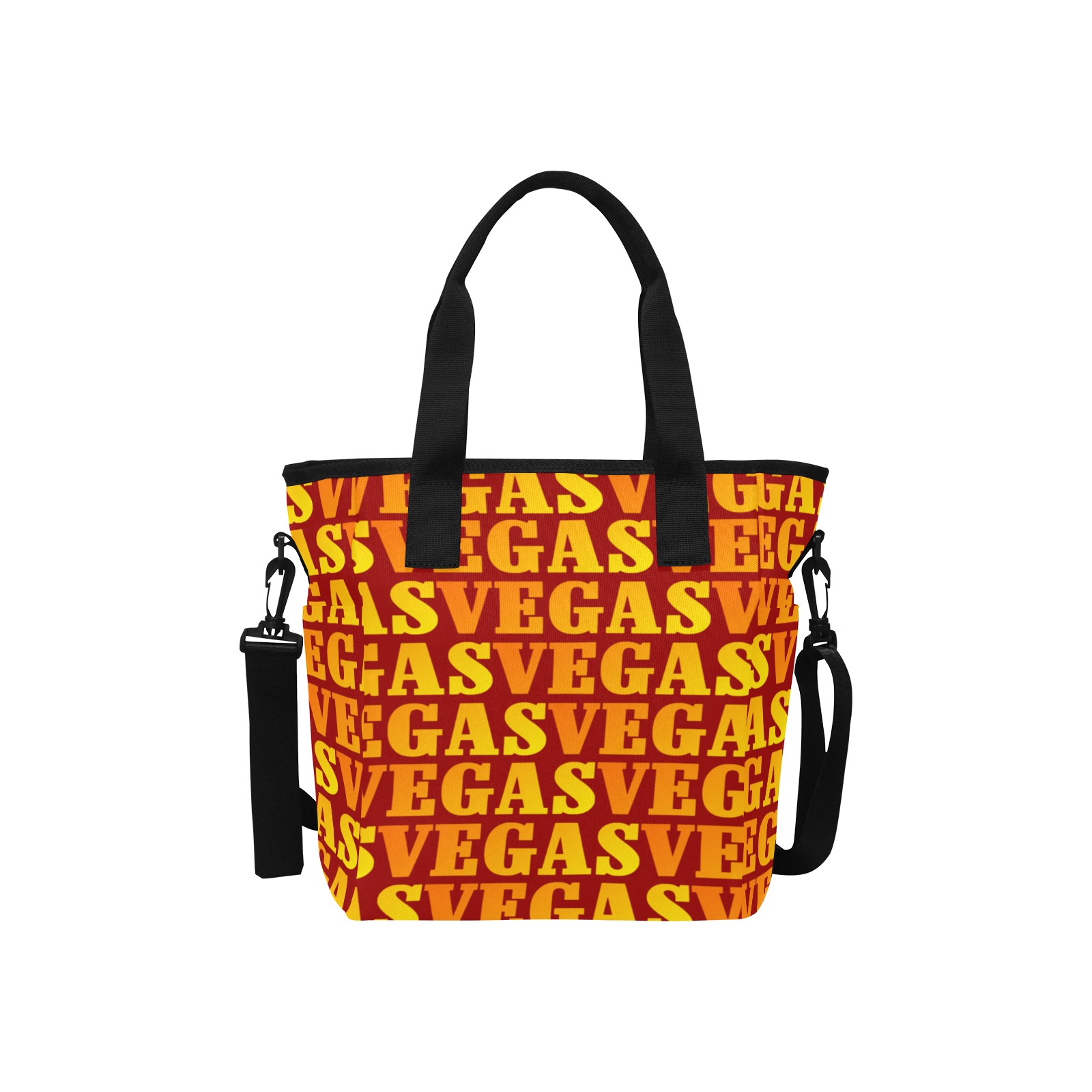 Golden Las VEGAS / Red Insulated Tote Bag with Shoulder Strap (Model 1724)