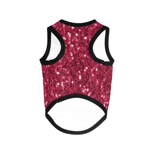Magenta dark pink red faux sparkles glitter All Over Print Pet Tank Top