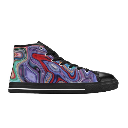 Swirly Abstract Marble High Top Canvas Shoes for Kid (Model 017)