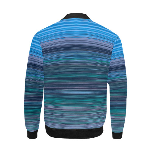 Abstract Blue Horizontal Stripes All Over Print Bomber Jacket for Men (Model H31)