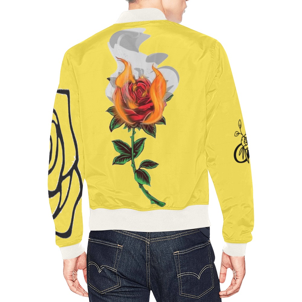 Mens Aromatherapy Apparel Yellow Boomer Jacket All Over Print Bomber Jacket for Men (Model H19)