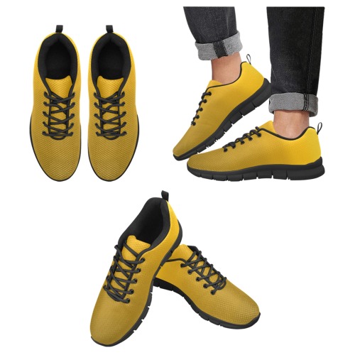yel sp blk Men's Breathable Running Shoes (Model 055)