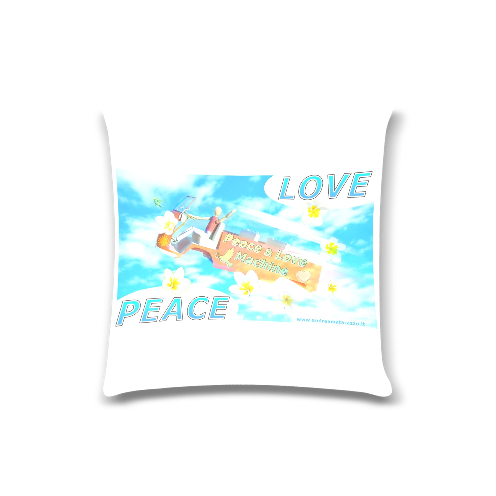 Peace & Love Machine Custom Zippered Pillow Case 16"x16"(Twin Sides)