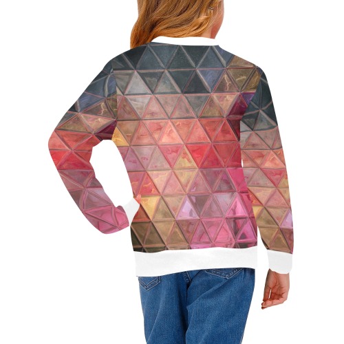 mosaic triangle 3 Girls' All Over Print Crew Neck Sweater (Model H49)