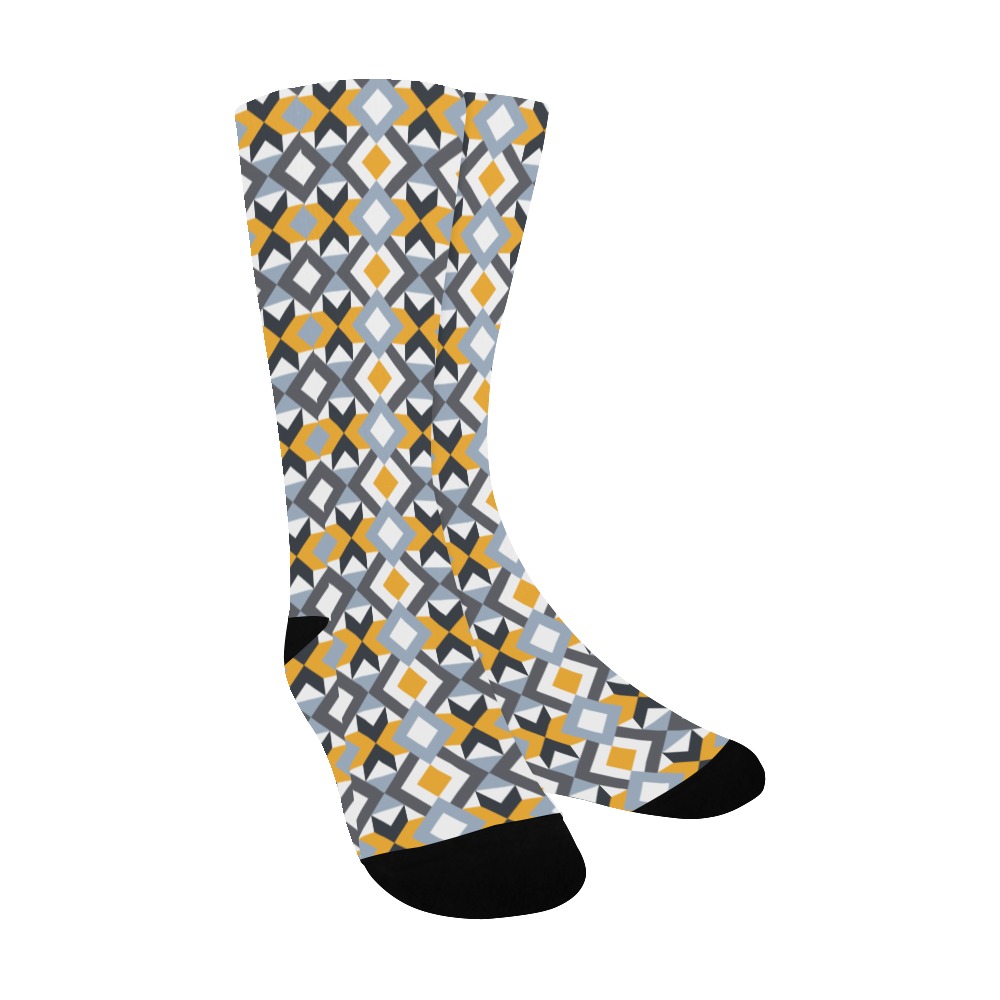 Retro Angles Abstract Geometric Pattern Men's Custom Socks