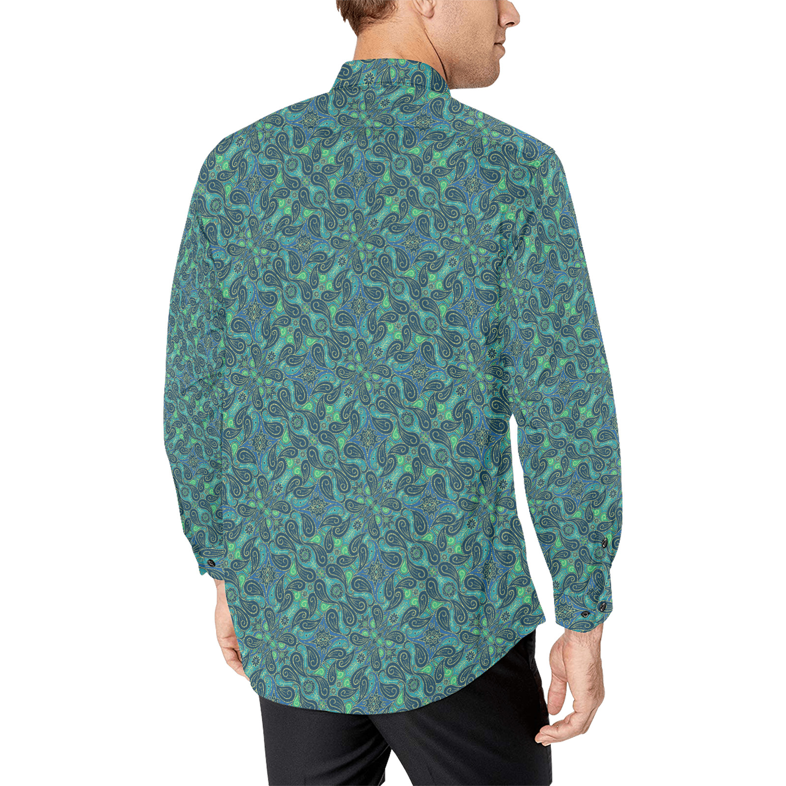 Green Paisley Men's All Over Print Casual Dress Shirt (Model T61)