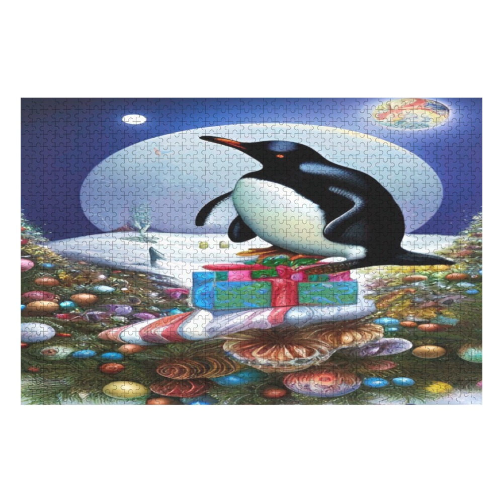 Christmas Penguin 1000-Piece Wooden Photo Puzzles