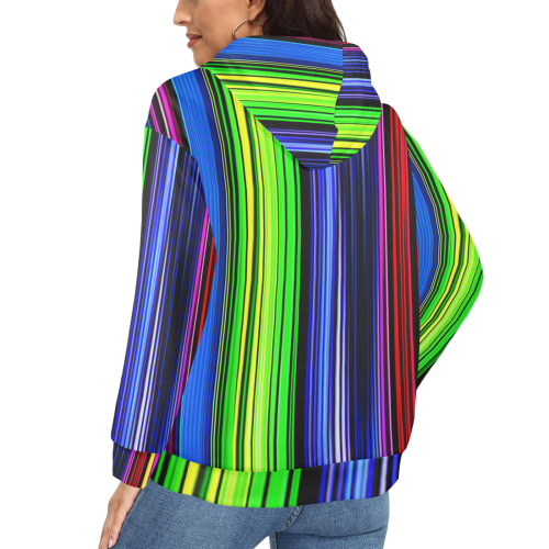 A Rainbow Of Stripes Women's Fleece Full-Zip Hoodie (Model H60)