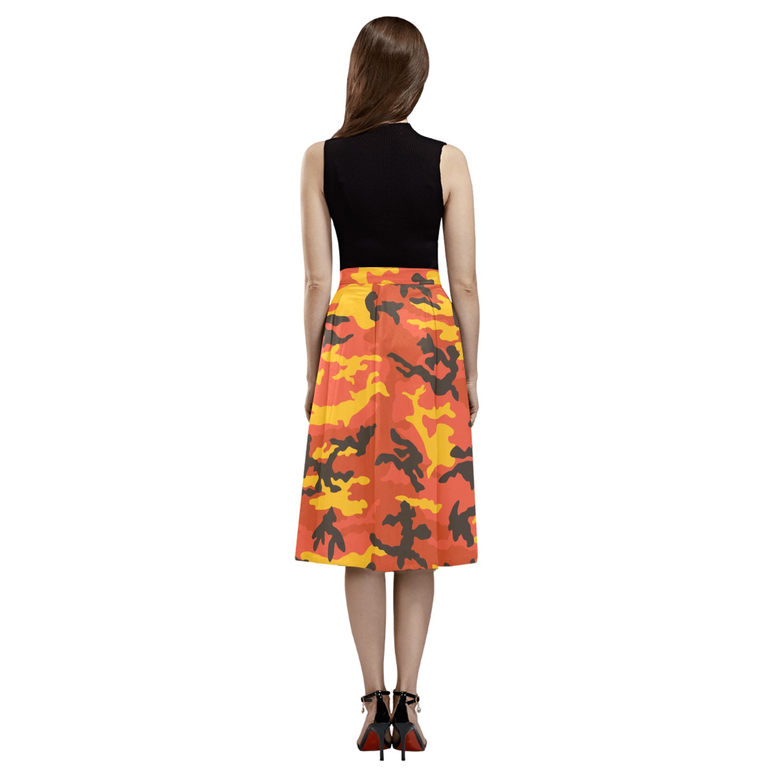 Forest-fire-ERDL Mnemosyne Women's Crepe Skirt (Model D16)