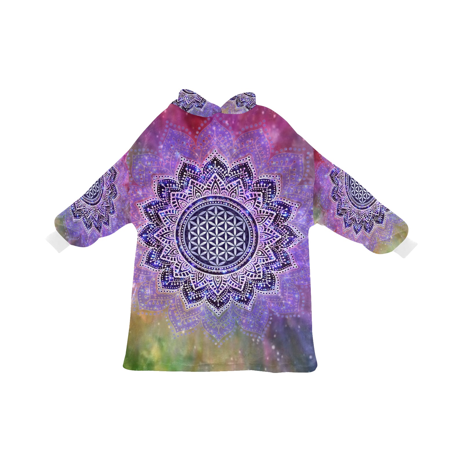 Flower Of Life Lotus Of India Galaxy Colored Blanket Hoodie for Women